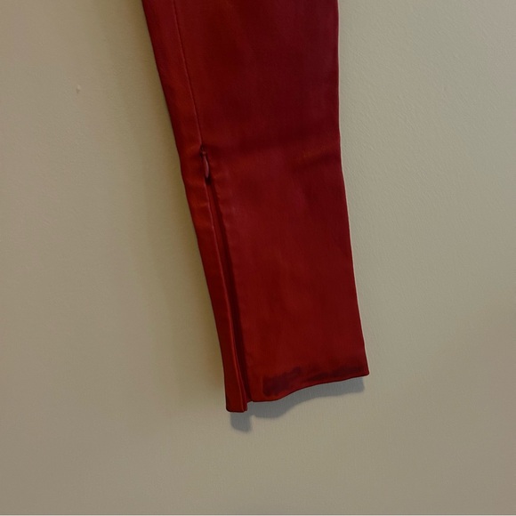 Balenciaga Red Leather Leggings Pull On Zipper Hem Vibrant Bold 38 - Picture 5 of 12